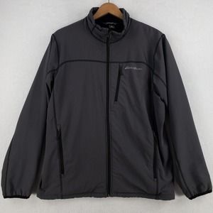 Eddie Bauer Jacket Men's Medium Gray Windfoil Elite Jacket Lined Furry Fleece